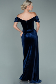 Robe de Soirée Longue Velours Bleu Marine ABU1990
