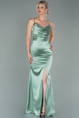 Robe De Soirée Satin Longue Turquoise ABU1938