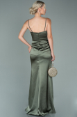 Robe De Soirée Satin Longue Kaki ABU1938
