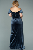 Robe Grande Taille Longue Velours Anthracite ABU1991