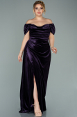 Robe Grande Taille Longue Velours Violet ABU1991