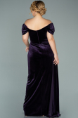 Robe Grande Taille Longue Velours Violet ABU1991