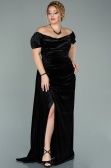 Robe Grande Taille Longue Velours Noir ABU1991