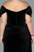 Robe Grande Taille Longue Velours Noir ABU1991