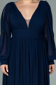 Robe Grande Taille Longue Mousseline Bleu Marine ABU1988