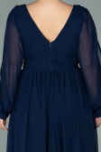 Robe Grande Taille Longue Mousseline Bleu Marine ABU1988