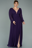 Robe Grande Taille Longue Mousseline Violet ABU1988