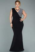 Robe Grande Taille Longue Noir-Argent ABU1482