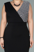 Robe Grande Taille Longue Noir-Argent ABU1482