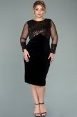 Robe de Soirée Grande Taille Courte Velours à Paillettes Cuivre ABK1152