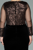 Robe de Soirée Grande Taille Courte Velours à Paillettes Cuivre ABK1152