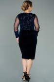 Robe de Soirée Grande Taille Courte Velours à Paillettes Bleu Marine ABK1152