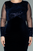 Robe de Soirée Grande Taille Courte Velours à Paillettes Bleu Marine ABK1152