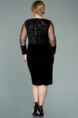 Robe de Soirée Grande Taille Courte Velours à Paillettes Noir ABK1152