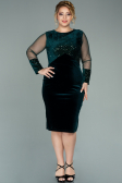 Robe de Soirée Grande Taille Courte Velours à Paillettes Émeraude ABK1152