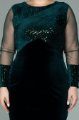 Robe de Soirée Grande Taille Courte Velours à Paillettes Émeraude ABK1152