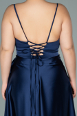 Robe de Soirée Grande Taille Longue Satin Bleu Marine ABU2011