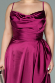 Robe de Soirée Grande Taille Longue Satin Prune ABU2011
