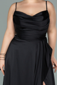 Robe de Soirée Grande Taille Longue Satin Noir ABU2011
