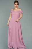 Robe Grande Taille Mousseline Longue Couleur Rose ABU1892