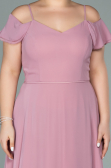 Robe Grande Taille Mousseline Longue Couleur Rose ABU1892