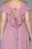 Robe Grande Taille Mousseline Longue Couleur Rose ABU1892