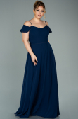 Robe Grande Taille Mousseline Longue Bleu Marine ABU1892