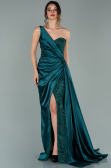 Robe de Soirée Longue Satin Émeraude ABU2028
