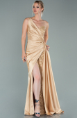 Robe de Soirée Longue Satin Or ABU2028
