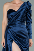 Robe de Soirée Longue Satin Bleu Marine ABU2038