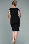 Robe Grande Taille Courte Noir-Or ABK1157