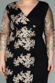 Robe Grande Taille Courte Noir-Or ABK1157
