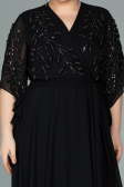 Robe de Soirée Grande Taille Longue Mousseline Noir ABU2071