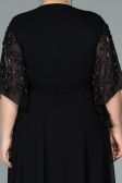 Robe de Soirée Grande Taille Longue Mousseline Noir ABU2071