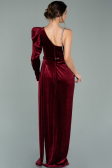 Robe de Soirée Longue Velours Rouge Bordeaux ABU2074