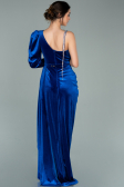 Robe de Soirée Longue Velours Bleu Saxe ABU2074
