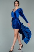 Robe de Soirée Longue Velours Bleu Saxe ABU2074
