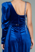 Robe de Soirée Longue Velours Bleu Saxe ABU2074