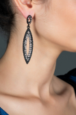 Boucle d'Oreille Noir-Argent UK0171