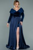 Robe Grande Taille Longue Bleu Marine ABU2084