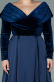 Robe Grande Taille Longue Bleu Marine ABU2084