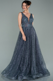 Robe de Soirée Longue Anthracite ABU2131