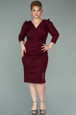 Robe Grande Taille Courte Rouge Bordeaux ABK1246