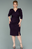 Robe Grande Taille Courte Violet Foncé ABK1246