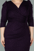 Robe Grande Taille Courte Violet Foncé ABK1246