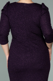 Robe Grande Taille Courte Violet Foncé ABK1246