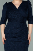 Robe Grande Taille Courte Bleu Marine ABK1246