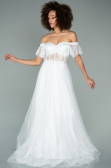 Robe de Soirée Longue Dantelle Blanc ABU1666