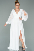 Robe de Soirée Longue Mousseline Blanc ABU1702