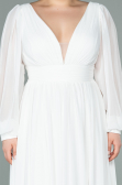Robe de Soirée Longue Mousseline Blanc ABU1702